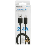 Cablu Borofone de date Placer Series (BX120), USB to Lightning, Aliaj aluminiu Shell, Nylon Braided Cable, 2.4A, 1m, negru