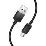 Cablu Borofone de date Placer Series (BX120), USB to Type-C, Aliaj aluminiu Shell, Nylon Braided Cable, 3A, 1m, negru