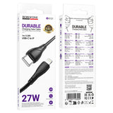 Cablu Borofone de date Energy Series (BX121), Type-C to Lightning, PVC, 27W, 1m, negru