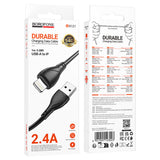 Cablu Borofone de date Energy Series (BX121), USB to Lightning, PVC, 2.4A, 1m, negru
