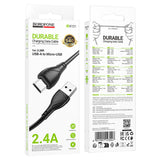 Cablu Borofone de date Energy Series (BX121), USB to USB-Micro, PVC, 2.4A, 1m, negru