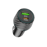 Incarcator auto Borofone Brilliant (BZ21), USB, Type-C, Incarcare rapida, Dual Port, PD30W, QC3.0, 48W, Integrat LED, negru