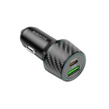 Incarcator auto Borofone Brilliant (BZ21), USB, Type-C, Incarcare rapida, Dual Port, PD30W, QC3.0, 48W, Integrat LED, negru