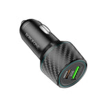 Incarcator auto Borofone Brilliant (BZ21), USB, Type-C, Incarcare rapida, Dual Port, PD30W, QC3.0, 48W, Integrat LED, negru