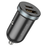 Incarcator auto Borofone Scenery (BZ22), USB, Type-C, Incarcare rapida, Dual Port, PD30W, QC3.0, PC, Aluminum, negru