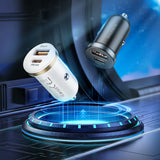 Incarcator auto Borofone Scenery (BZ22), USB, Type-C, Incarcare rapida, Dual Port, PD30W, QC3.0, PC, Aluminum, negru