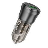 Incarcator auto Borofone Journey (BZ25), USB, Type-C, Incarcare rapida, Dual Port, PD20W, QC3.0, 38W, negru/transparenta