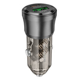 Incarcator auto Borofone Journey (BZ25), USB, Type-C, Incarcare rapida, Dual Port, PD20W, QC3.0, 38W, negru/transparenta