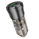 Incarcator auto Borofone Journey (BZ25), USB, Type-C, Incarcare rapida, Dual Port, PD20W, QC3.0, 38W, negru/transparenta