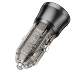 Incarcator auto Borofone Journey (BZ25), USB, Type-C, Incarcare rapida, Dual Port, PD20W, QC3.0, 38W, negru/transparenta