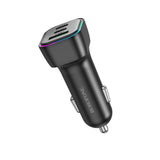 Incarcator auto Borofone Trophie (BZ28C), 1x USB, 2x Type-C, High Power, PD, PPS, QC3.0, FCP, AFC, 60W, RGB, 12-24V, negru