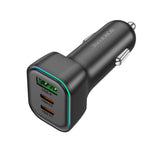 Incarcator auto Borofone Trophie (BZ28C), 1x USB, 2x Type-C, High Power, PD, PPS, QC3.0, FCP, AFC, 60W, RGB, 12-24V, negru