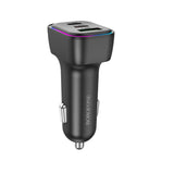Incarcator auto Borofone Trophie (BZ28C), 1x USB, 2x Type-C, High Power, PD, PPS, QC3.0, FCP, AFC, 60W, RGB, 12-24V, negru