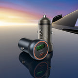 Incarcator auto Borofone Mini Fresh (BZ32A), Type-C, USB, Incarcare rapida, Dual Port, 30W (PD/QC), Aliaj aluminiu, gri