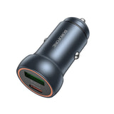 Incarcator auto Borofone Mini Fresh (BZ32A), Type-C, USB, Incarcare rapida, Dual Port, 30W (PD/QC), Aliaj aluminiu, gri