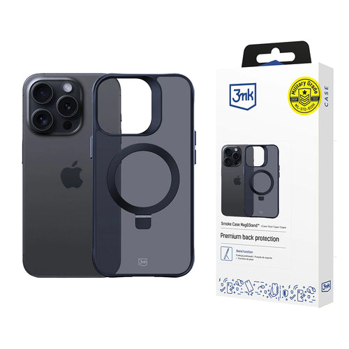 Husa pentru iPhone 16 Pro Max, 3mk Smoke Case Mag&Stand, negru