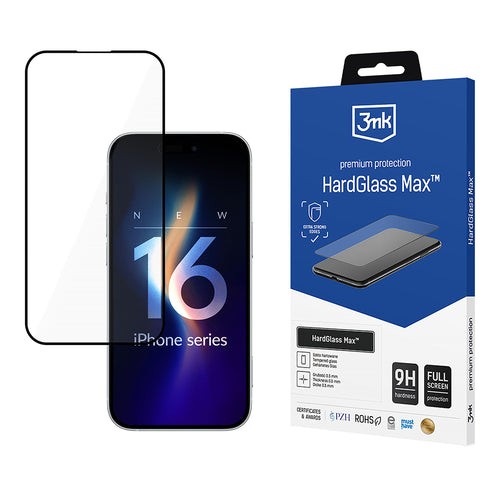 Folie de protectie pentru iPhone 16 Pro, 3mk HardGlass Max Tempered Screen Protector