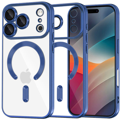 Husa pentru iPhone 17 Pro Max, Techsuit Lux Crystal MagSafe, albastru