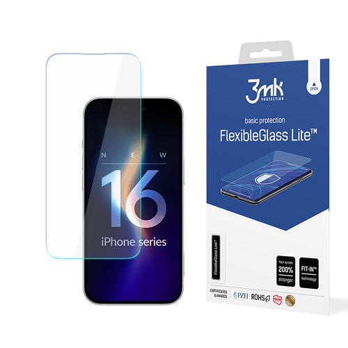 Folie de protectie pentru iPhone 16, 3mk FlexibleGlass Lite