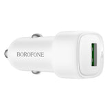 Incarcator auto Borofone Cloud (BZ34), USB, Un port, 18W (QC/FCP/AFC), ABS, pentru 12-24V, alb