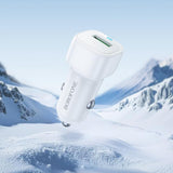 Incarcator auto Borofone Cloud (BZ34), USB, Un port, 18W (QC/FCP/AFC), ABS, pentru 12-24V, alb