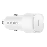 Incarcator auto Borofone Cloud (BZ34A), Type-C, Un port, 20W (PD/QC/FCP/AFC), ABS, alb