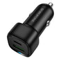Incarcator auto Borofone Cloud (BZ34B), Type-C + USB-A, PD20W, QC3.0, Dual Port, 38W, ABS, alb
