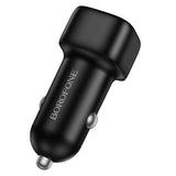 Incarcator auto Borofone Cloud (BZ34B), Type-C + USB-A, PD20W, QC3.0, Dual Port, 38W, ABS, alb