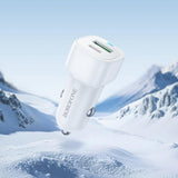 Incarcator auto Borofone Cloud (BZ34B), Type-C, USB, PD20W, QC3.0, Dual Port, 38W, ABS, alb