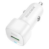 Incarcator auto Borofone Cloud (BZ34B), Type-C, USB, PD20W, QC3.0, Dual Port, 38W, ABS, alb