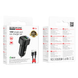 Incarcator auto Borofone Cloud (BZ34), USB-A/C Cable Included, Un port USB-A, 18W (QC/FCP/AFC), ABS, pentru DC 12-24V, alb