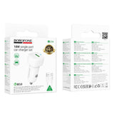 Incarcator auto Borofone Cloud (BZ34), USB-A/C Cable Included, Un port USB-A, 18W (QC/FCP/AFC), ABS, pentru DC 12-24V, alb