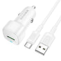 Incarcator auto Borofone Cloud (BZ34), USB-A/C Cable Included, Un port USB-A, 18W (QC/FCP/AFC), ABS, pentru DC 12-24V, alb
