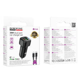 Incarcator auto Borofone Cloud (BZ34B), Type-C Cable Included, Type-C + USB-A, PD20W, QC3.0, Dual Port, 38W, ABS, alb