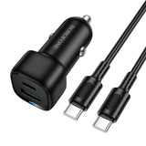 Incarcator auto Borofone Cloud (BZ34B), Type-C Cable Included, Type-C + USB-A, PD20W, QC3.0, Dual Port, 38W, ABS, alb