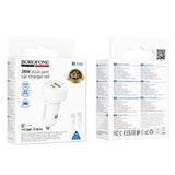 Incarcator auto Borofone Cloud (BZ34B), Type-C Cable Included, Type-C + USB-A, PD20W, QC3.0, Dual Port, 38W, ABS, alb