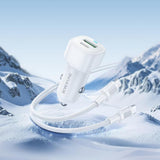 Incarcator auto Borofone Cloud (BZ34B), Type-C Cable Included, Type-C + USB-A, PD20W, QC3.0, Dual Port, 38W, ABS, alb