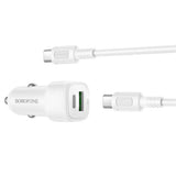 Incarcator auto Borofone Cloud (BZ34B), Type-C Cable Included, Type-C + USB-A, PD20W, QC3.0, Dual Port, 38W, ABS, alb