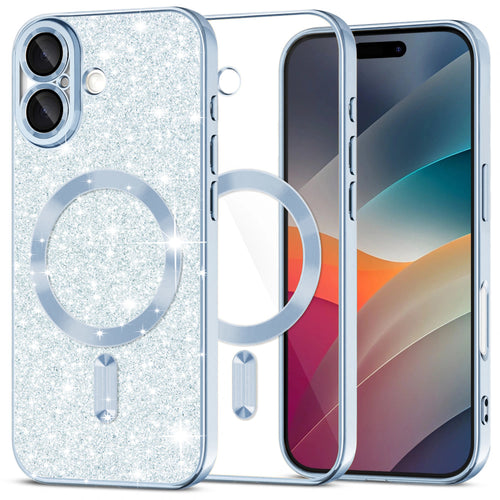 Husa pentru iPhone 17, Techsuit Lux Glitter MagSafe, bleu