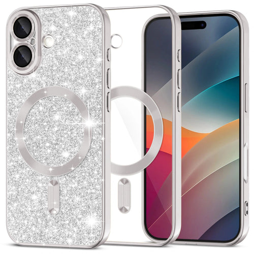 Husa pentru iPhone 17, Techsuit Lux Glitter MagSafe, argintiu