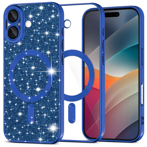 Husa pentru iPhone 17, Techsuit Lux Glitter MagSafe, albastru