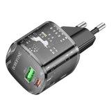 Incarcator retea Borofone Sunlight (BN17), Dual Port, USB-C + USB-A, 5V/3A, PD20W, QC3.0, negru