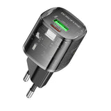 Incarcator retea Borofone Sunlight (BN17), Dual Port, USB-C + USB-A, 5V/3A, PD20W, QC3.0, negru