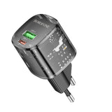 Incarcator retea Borofone Sunlight (BN17), Dual Port, USB-C + USB-A, 5V/3A, PD20W, QC3.0, negru