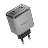 Incarcator retea Borofone Lena (BN20), Dual Port, USB-C + USB-A, PD35W, QC3.0, Flame-Retardant PC, 5V/3A, gri