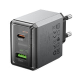 Incarcator retea Borofone Lena (BN20), Dual Port, USB-C + USB-A, PD35W, QC3.0, Flame-Retardant PC, 5V/3A, gri