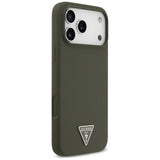 Husa pentru iPhone 17 Pro Max, Guess Silicone Triangle Logo MagSafe (GUHMP17XSCTRLMA), kaki