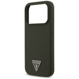 Husa pentru iPhone 17 Pro, Guess Silicone Triangle Logo MagSafe (GUHMP17LSCTRLMA), kaki