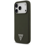 Husa pentru iPhone 17 Pro, Guess Silicone Triangle Logo MagSafe (GUHMP17LSCTRLMA), kaki