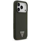 Husa pentru iPhone 17 Pro, Guess Silicone Triangle Logo MagSafe (GUHMP17LSCTRLMA), kaki